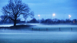 misty night in warrington